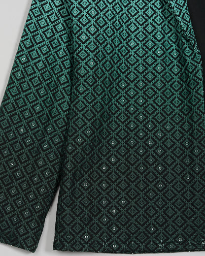 Royal Edit: Green Ombre Embroidered Notched Collar Jacket