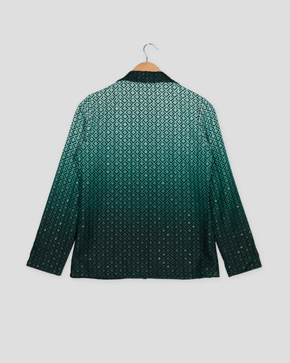 Royal Edit: Green Ombre Embroidered Notched Collar Jacket