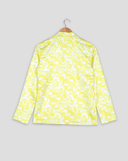 Yellow Floral Jacket With Thread Work Sequins Embroidery