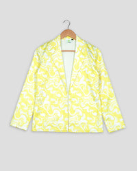 Yellow Floral Jacket With Thread Work Sequins Embroidery