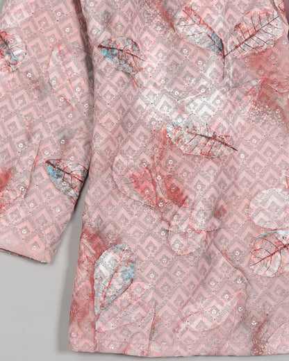 Lux Geometric Embroidery Work Leafage Womens Jacket
