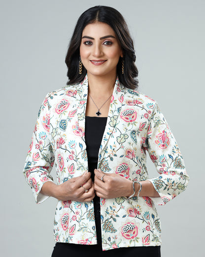 Stylish Floral Fantasy Women's Jacquard Weave Jacket