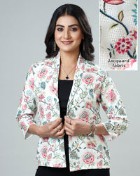 Stylish Floral Fantasy Women's Jacquard Weave Jacket