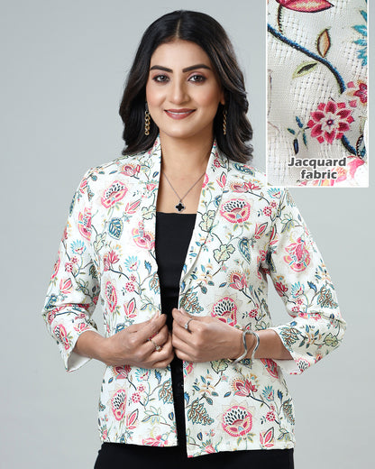 Stylish Floral Fantasy Women's Jacquard Weave Jacket