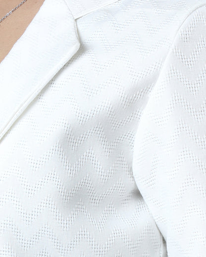 Classic White Women's Jacquard Weave Jacket