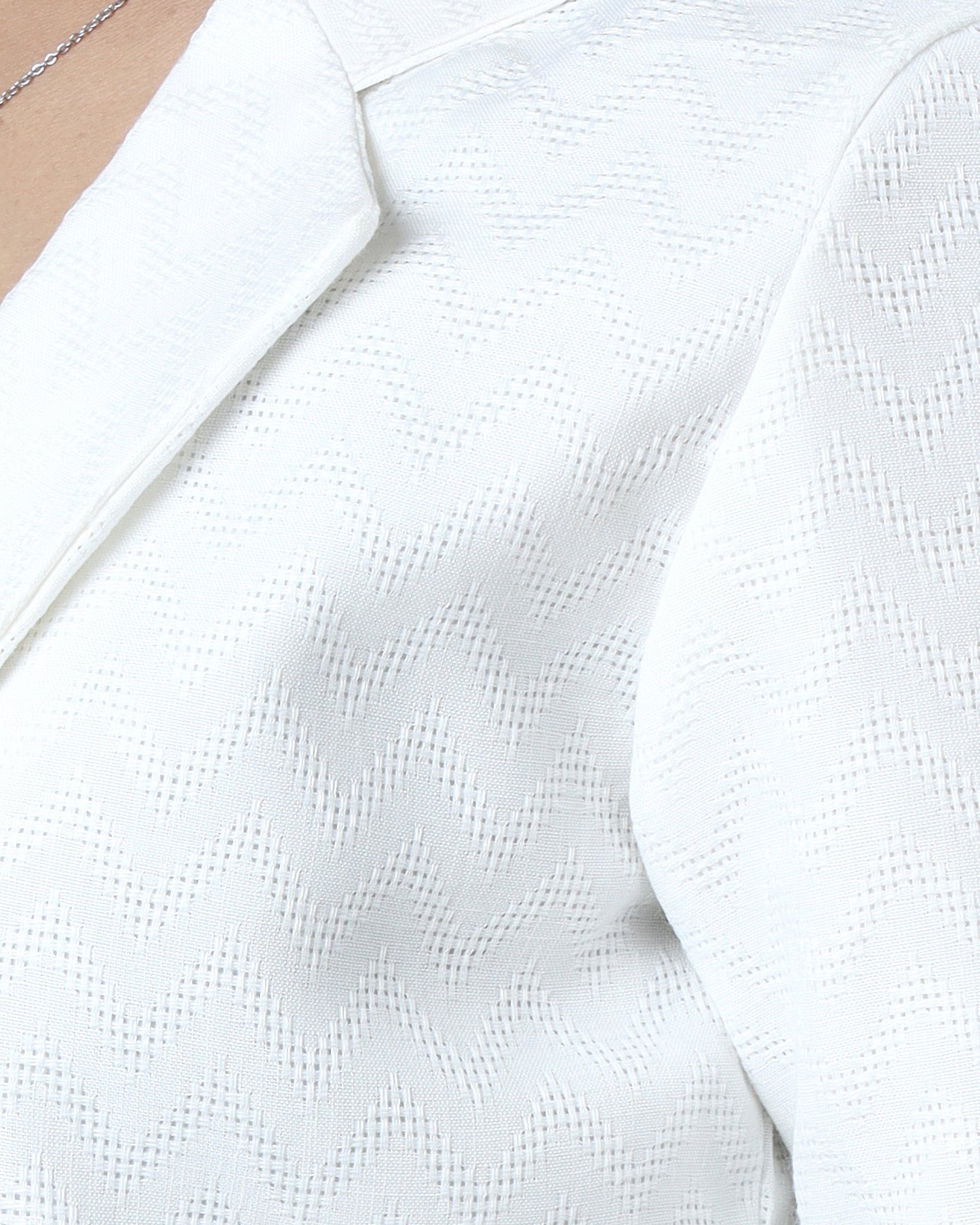 Classic White Women's Jacquard Weave Jacket