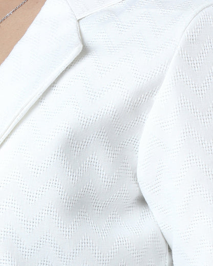 Classic White Women's Jacquard Weave Jacket