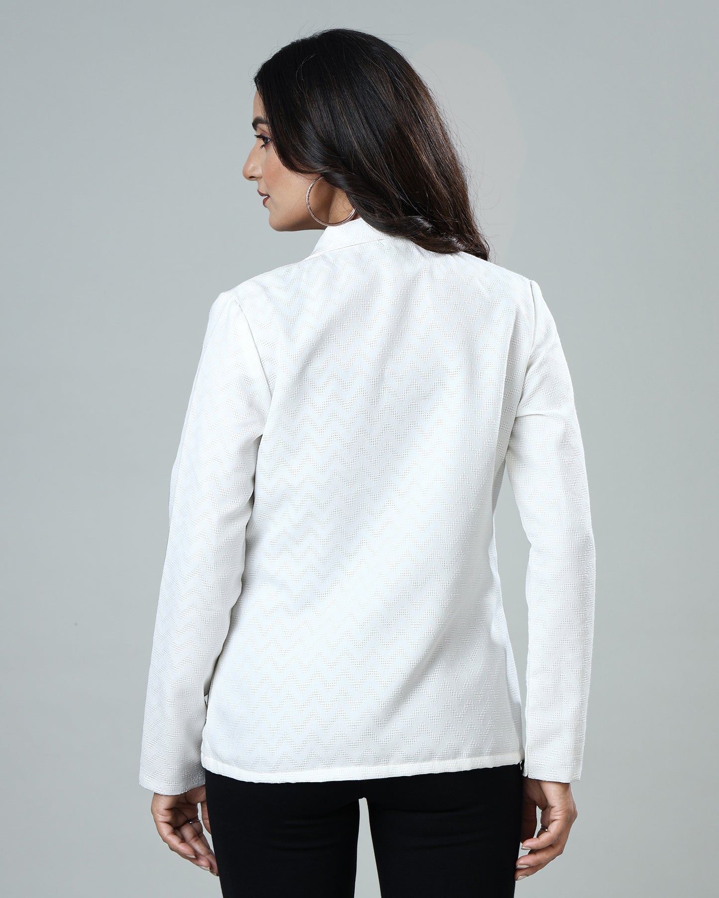 Classic White Women's Jacquard Weave Jacket
