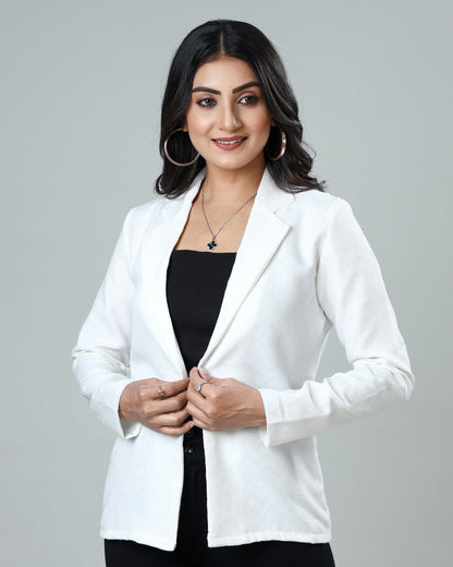 Classic White Women's Jacquard Weave Jacket