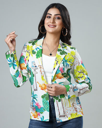 Artful Pichwaii Women's Jacquard Weave Jacket Dobby Rayon