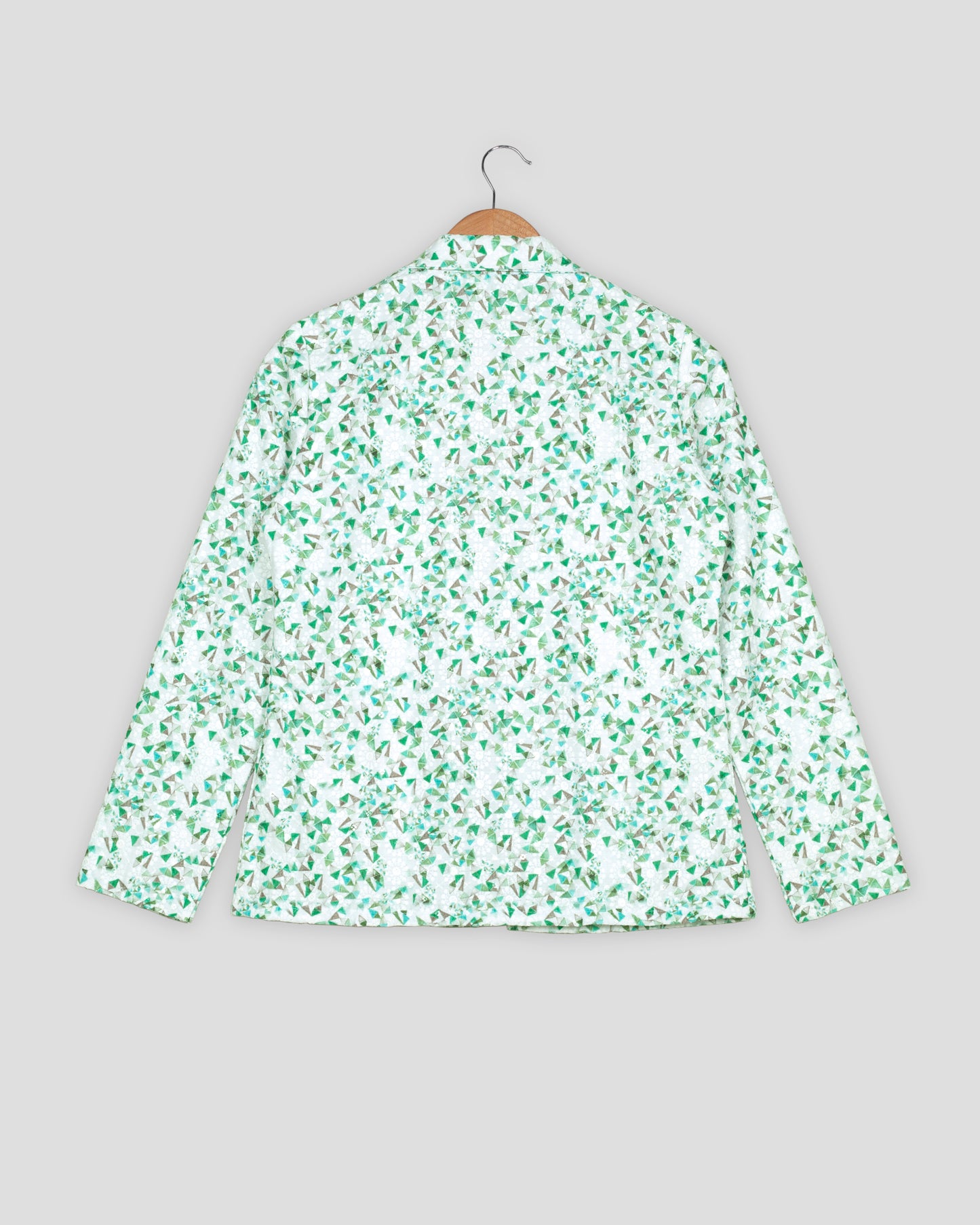 Geometric Floral Embroidery Work Green Women's Jacket