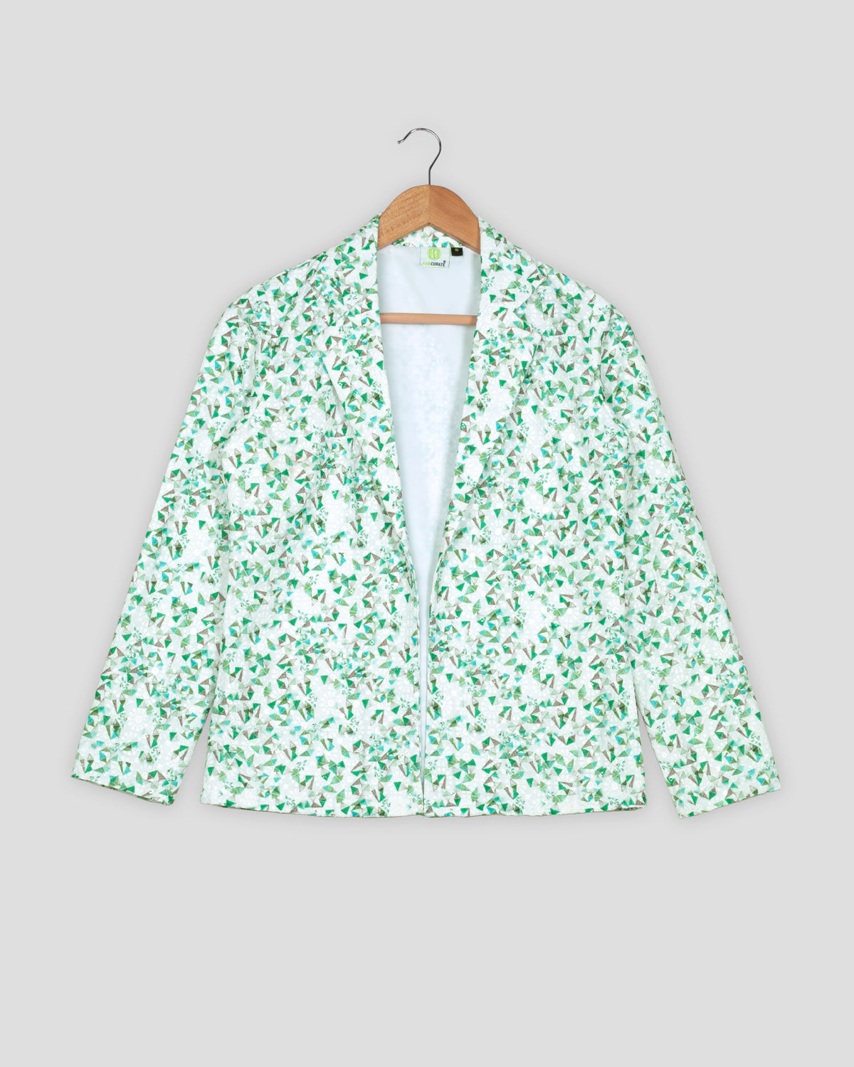 Geometric Floral Embroidery Work Green Women's Jacket