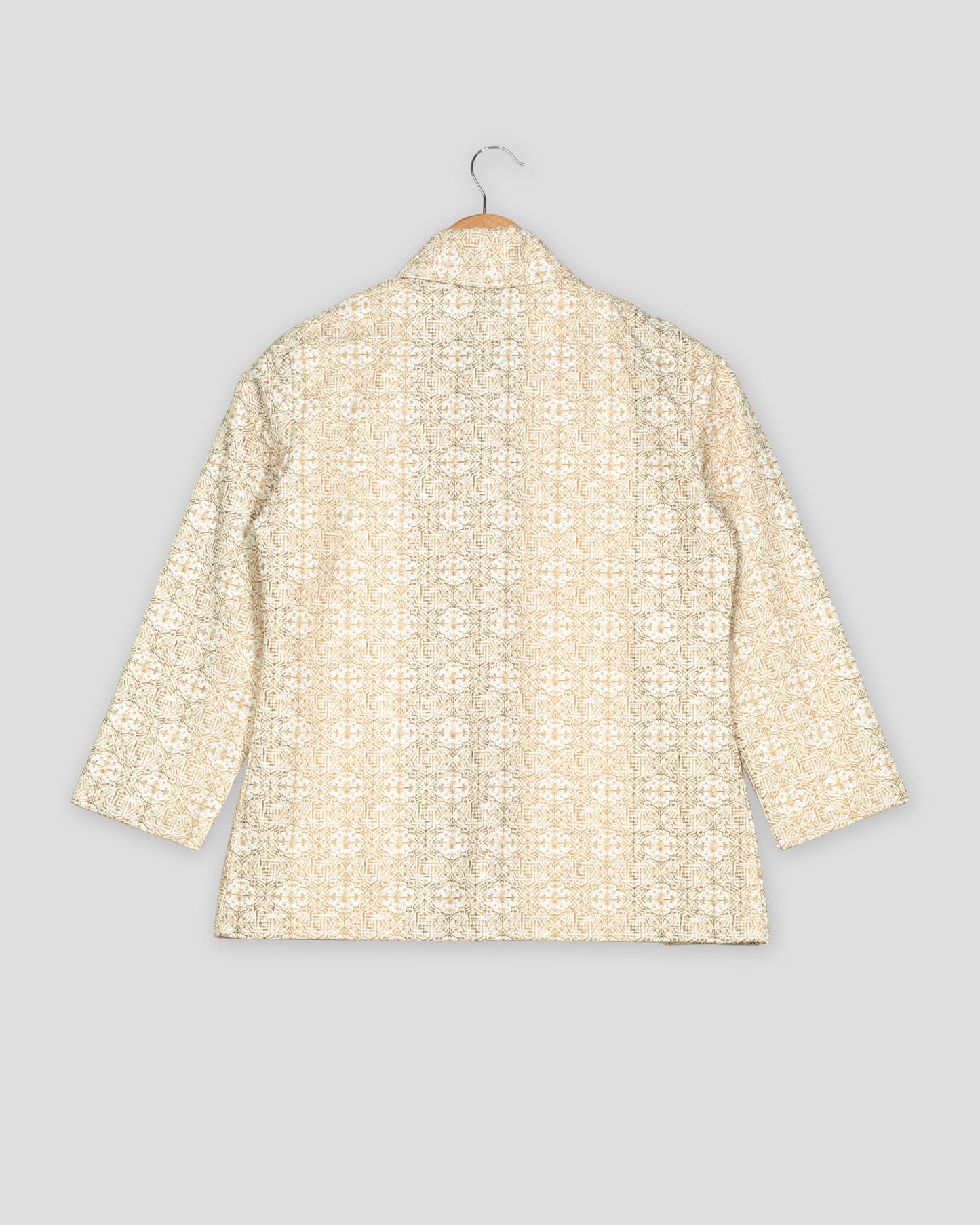 Geometric Floral Embroidery Work Yellow Women's Jacket