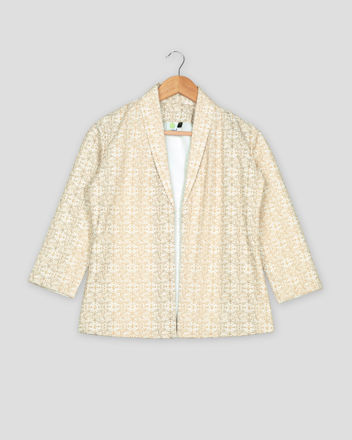 Geometric Floral Embroidery Work Yellow Women's Jacket