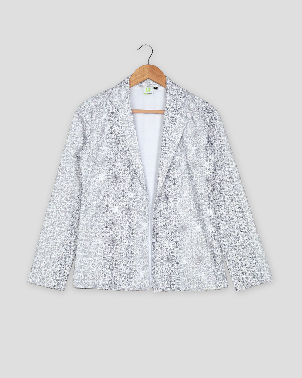 Geometric Floral Embroidery Work Grey Women's Jacket