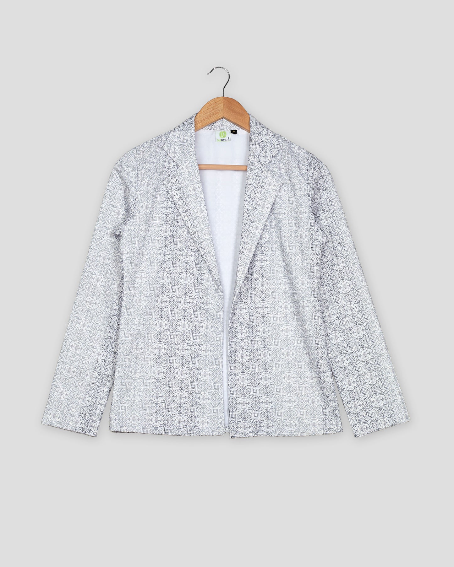 Geometric Floral Embroidery Work Grey Women's Jacket