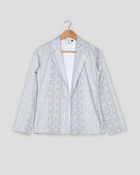 Geometric Floral Embroidery Work Grey Women's Jacket