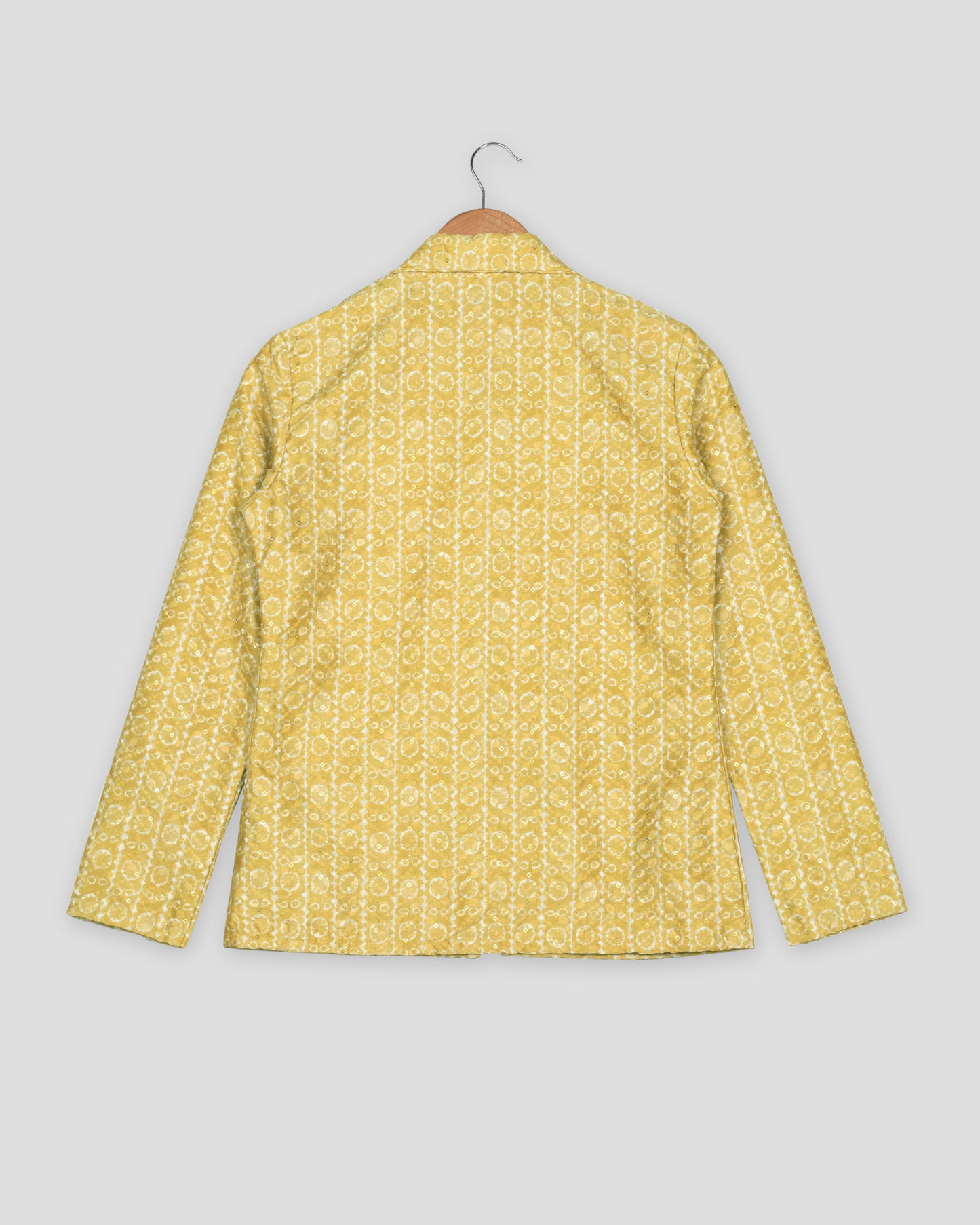 Luxe Floral Embroidery Work Yellow Stipes Women's Jacket