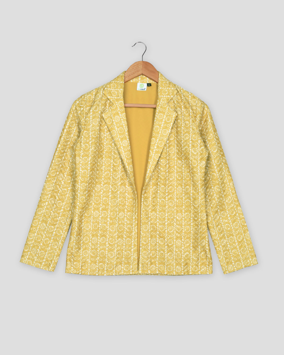 Luxe Floral Embroidery Work Yellow Stipes Women's Jacket