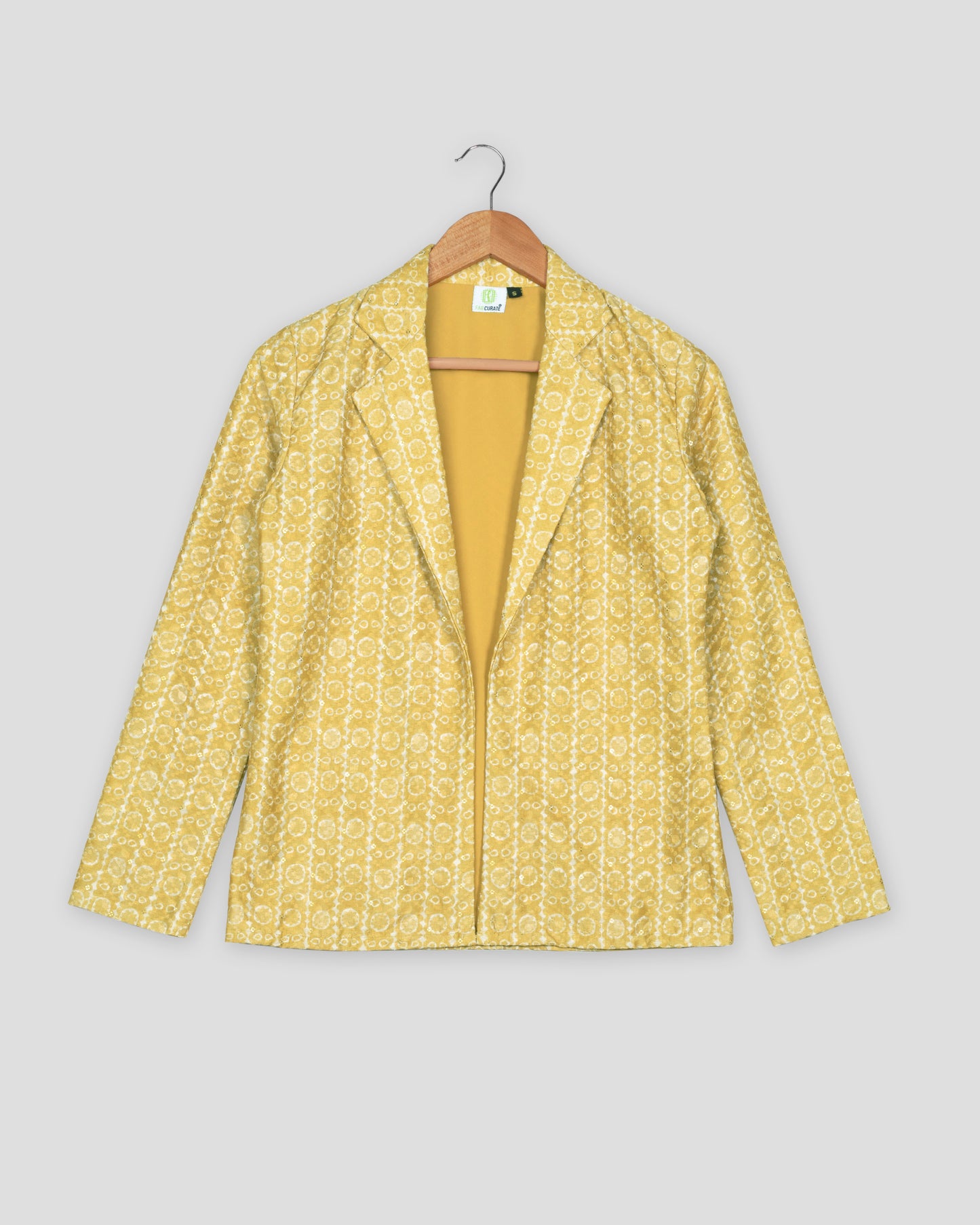 Luxe Floral Embroidery Work Yellow Stipes Women's Jacket