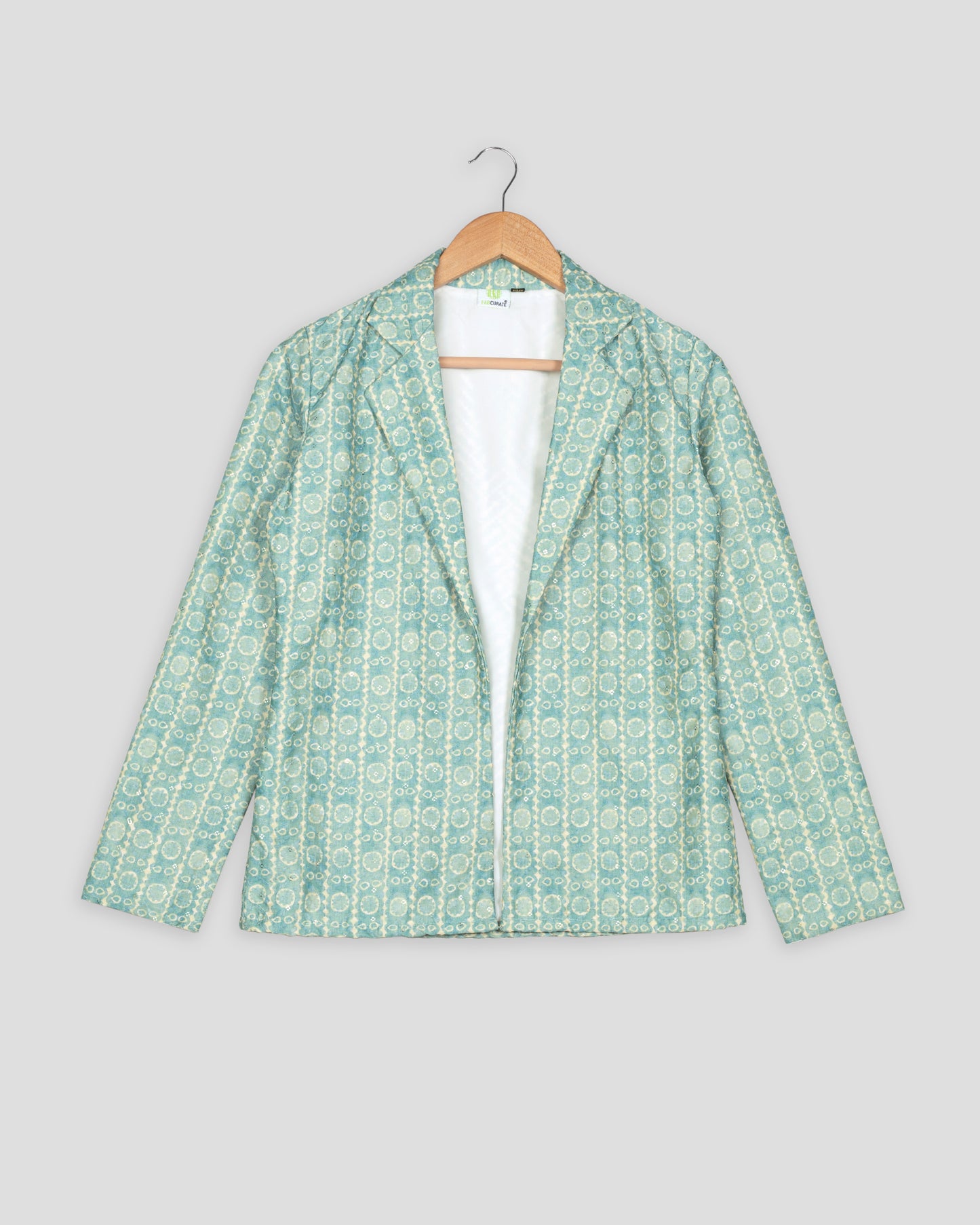 Luxe Floral Embroidery Work Green Stipes Women's Jacket