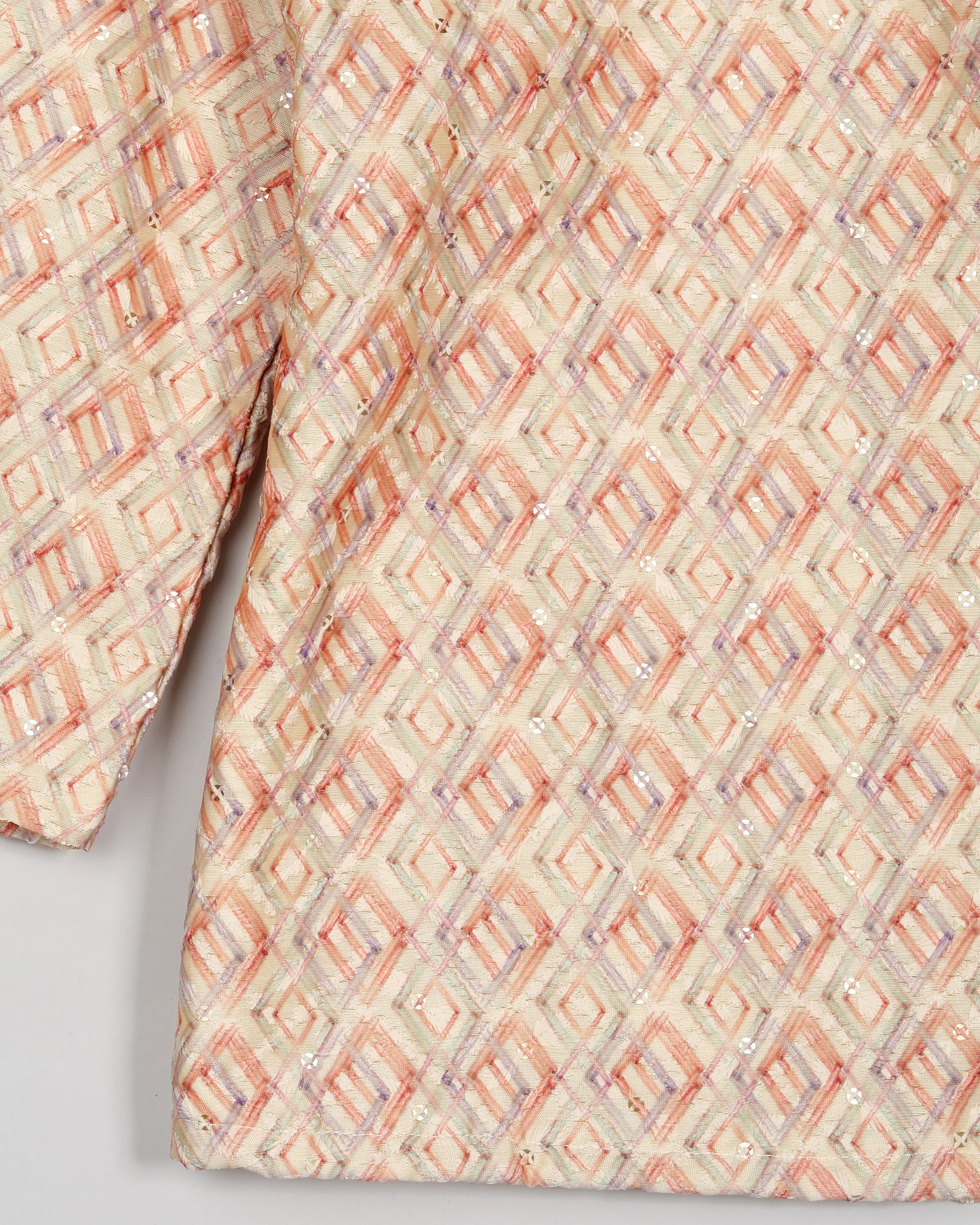 Geometric Floral Embroidery Work Orange Women's Jacket