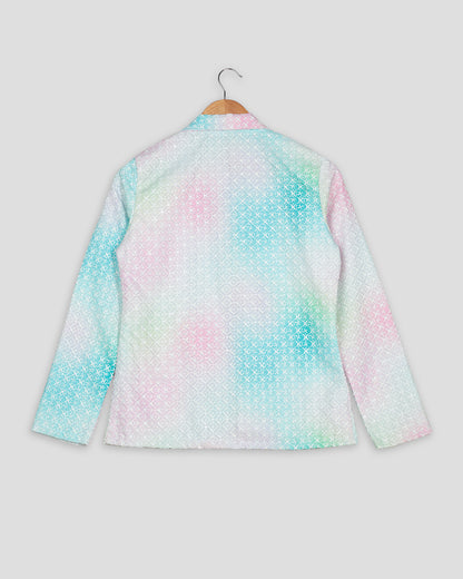 Geometric Floral Embroidery Work Tye And Dye Women's Jacket