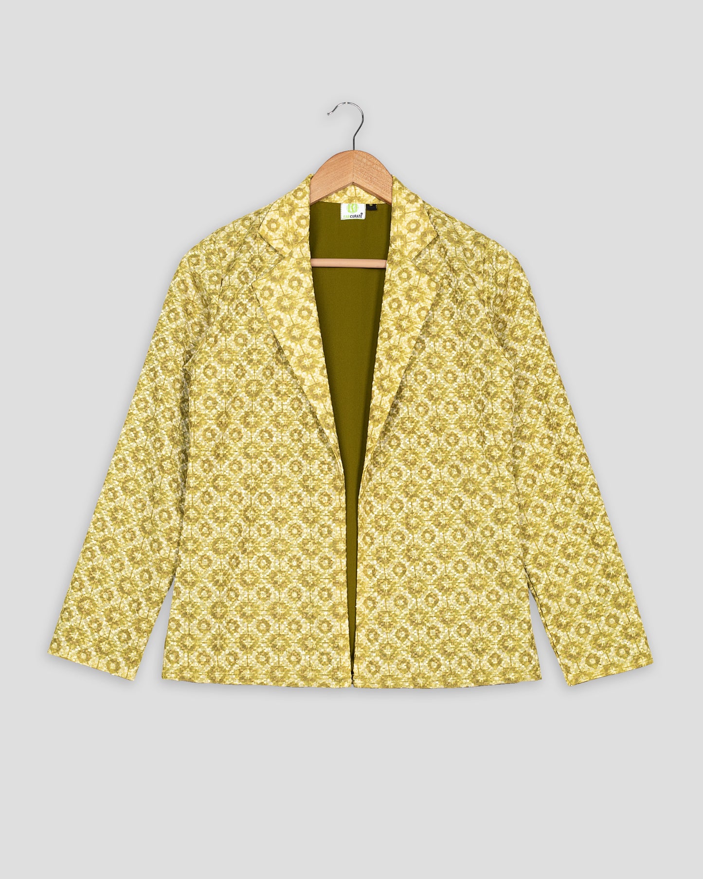 Geometric Floral Embroidery Work Yellow  Women's Jacket