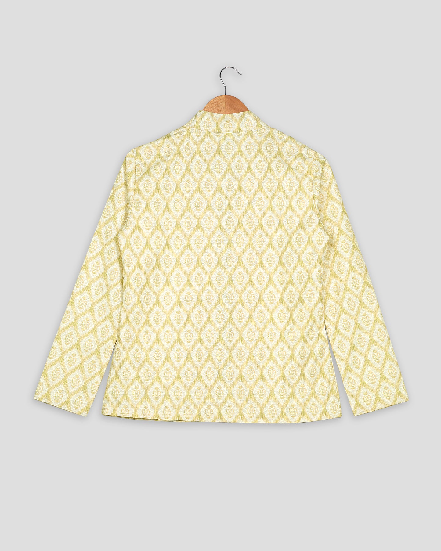 Geometric Floral Sequins Embroidery Work Yellow Women's Jacket