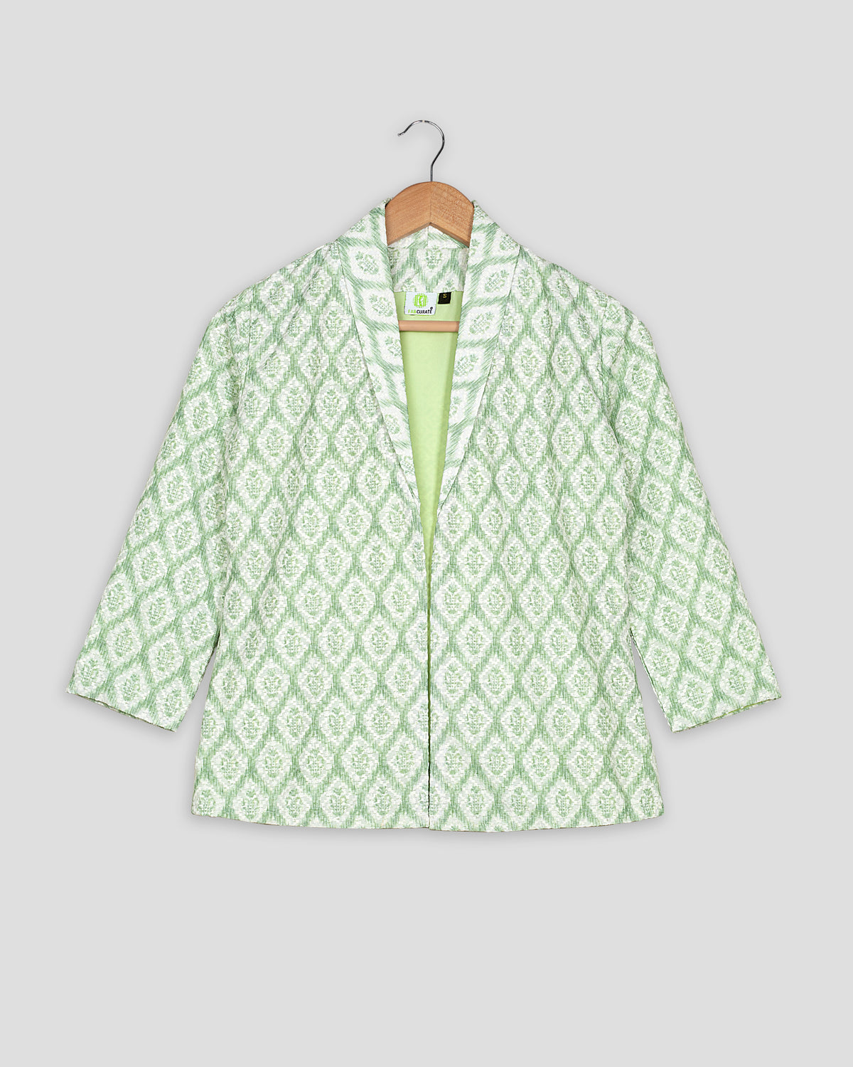 Geometric Floral Sequins Embroidery Work Green Women's Jacket