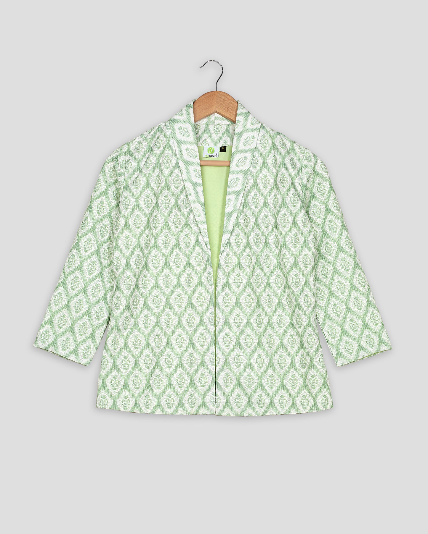 Geometric Floral Sequins Embroidery Work Green Women's Jacket