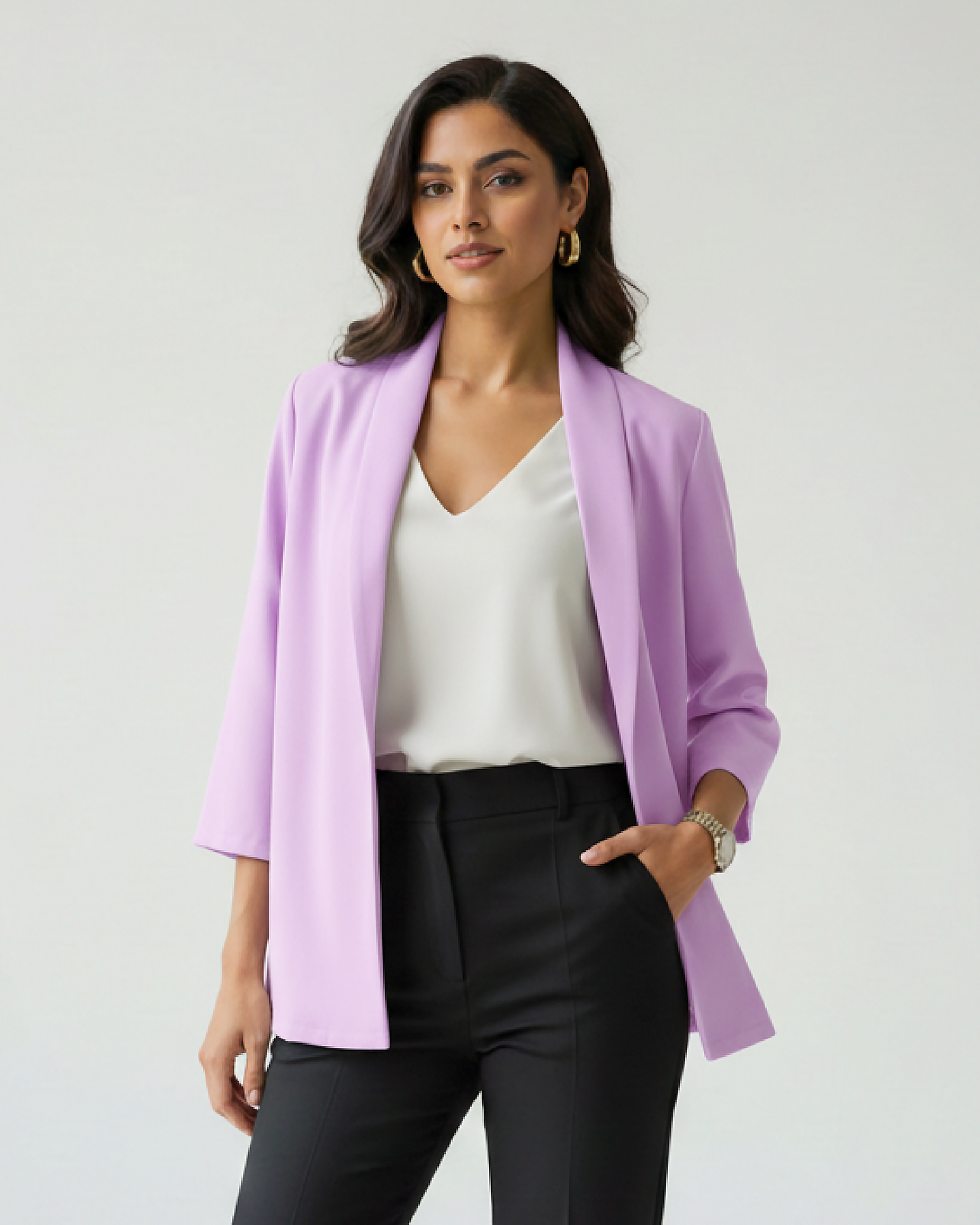 Solid Edit : Plain Lavender Purple Jacket For Women