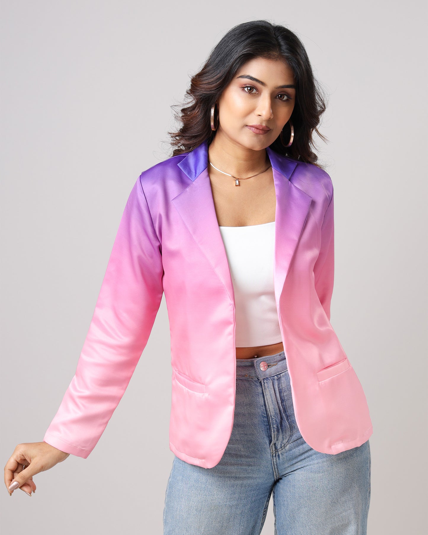 Designer Ombre Front Pocket Jacket For Women