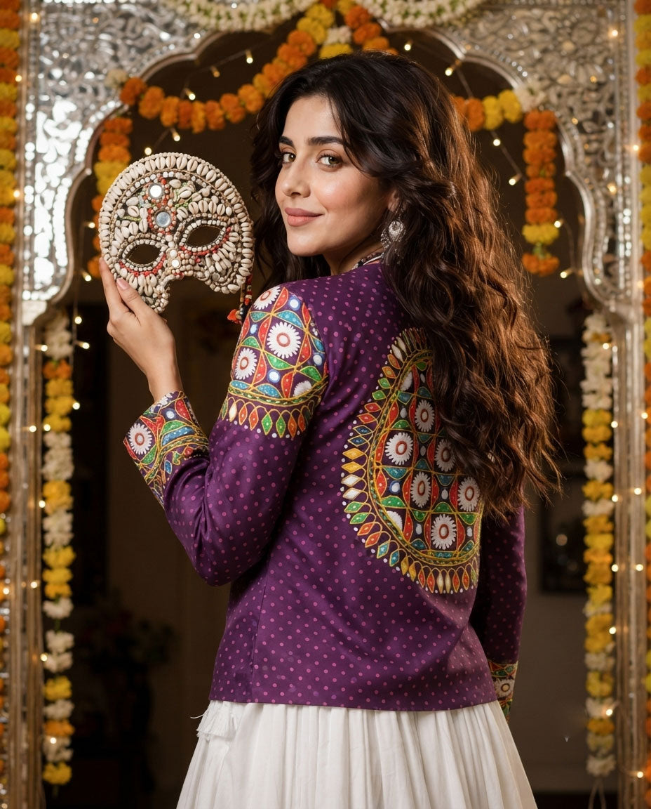 Navratri Edit: Stylish Gamthee Print Jacket For Women