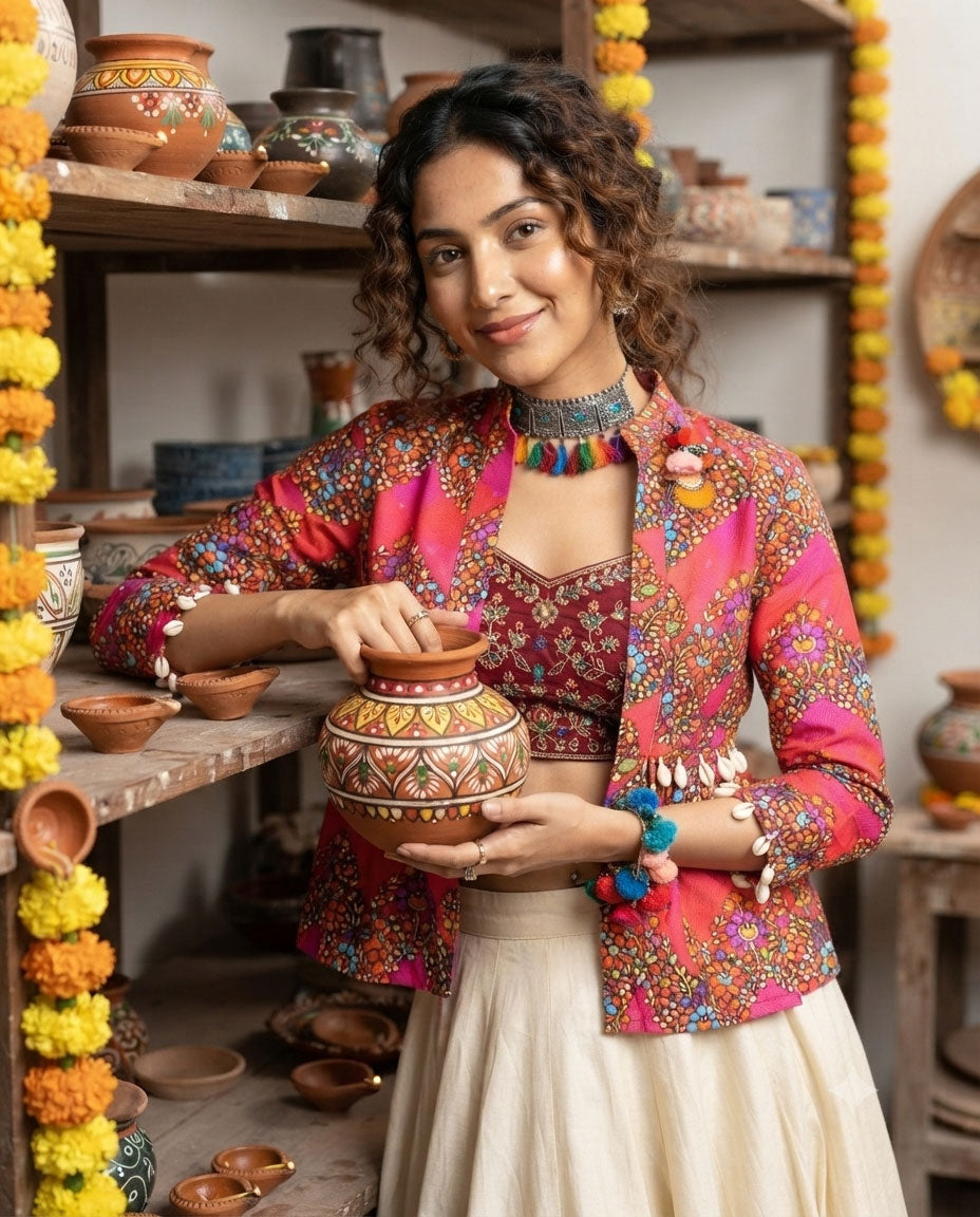 Festival Flair: Unique Lace Work Navratri Jacket