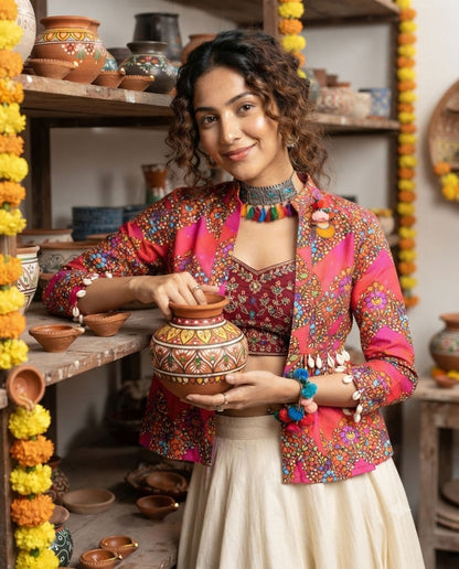 Festival Flair: Unique Lace Work Navratri Jacket
