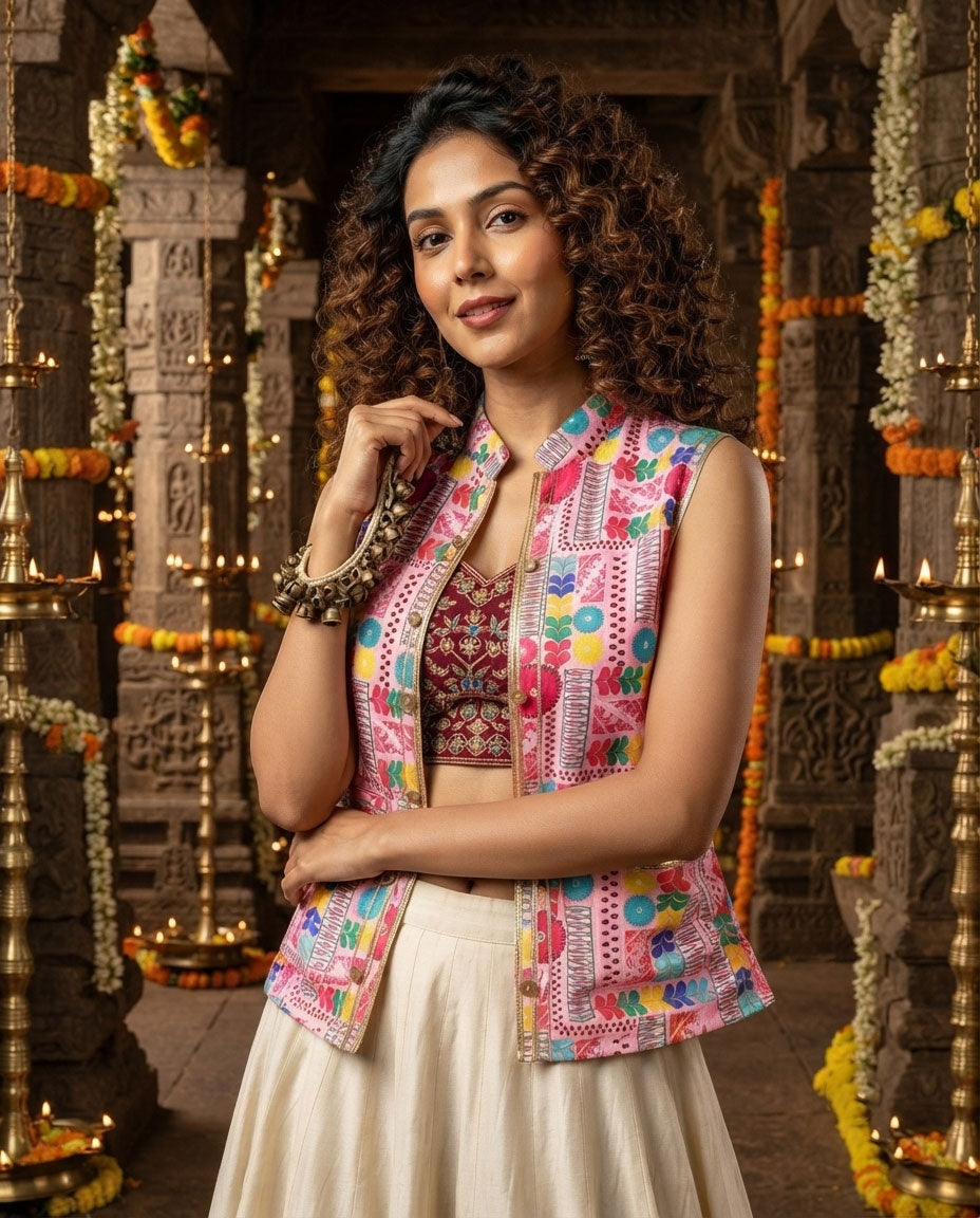 Festival Flair: Sleeveless Front Pocket Jacket For Women