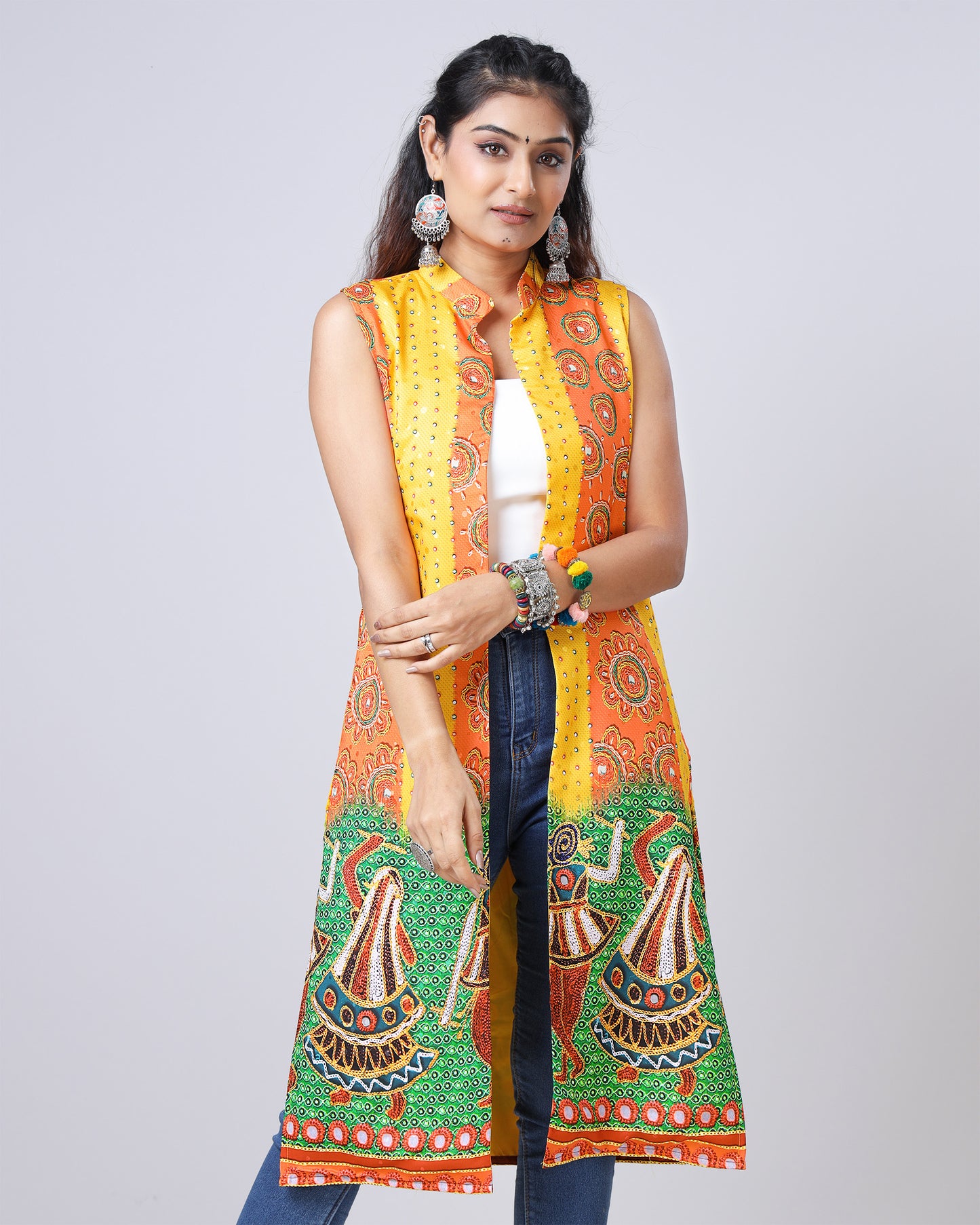 Festival Flair: Gamthi Long Jacket For Women