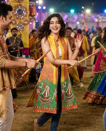Festival Flair: Gamthee Long Jacket For Women