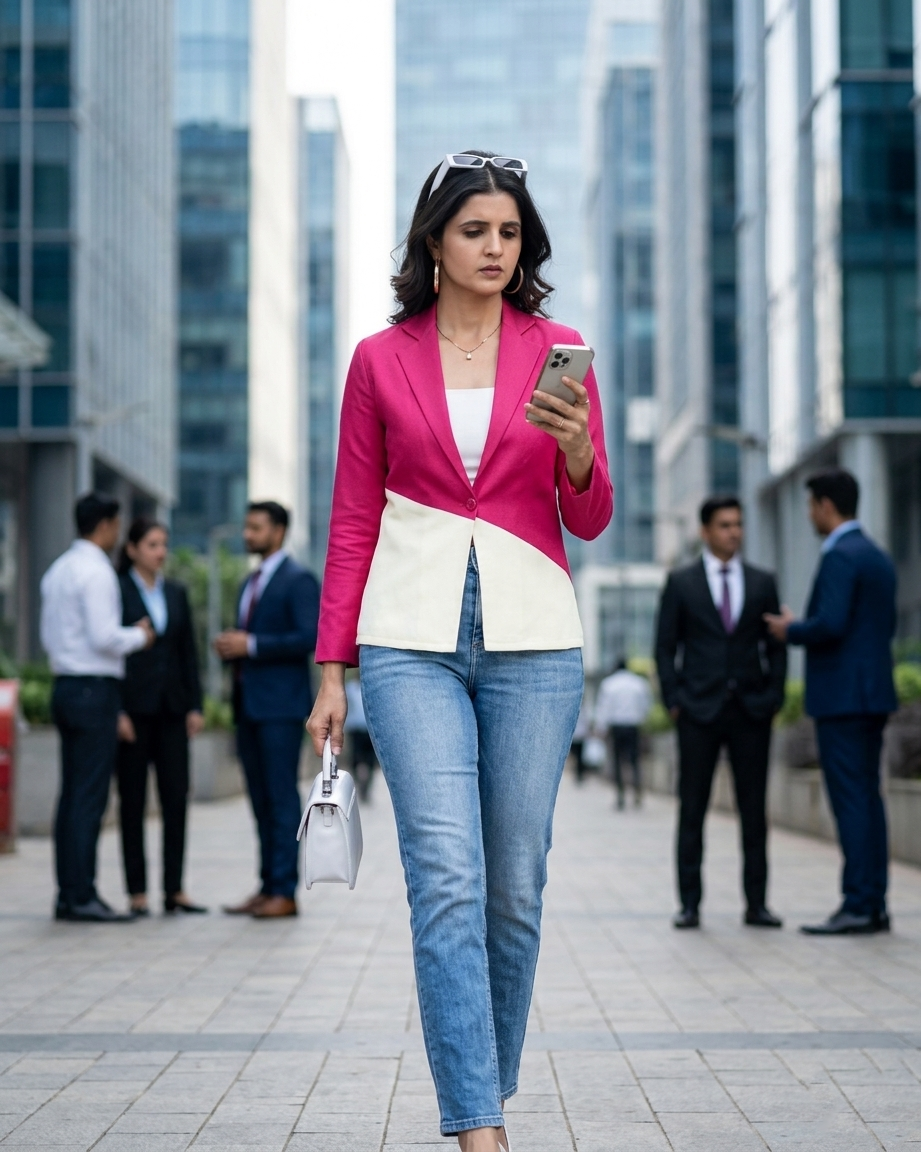 Color Block Edit : Stylish Blend Cotton Women's Jacket