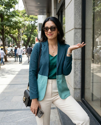 Color Block Edit : Stylish Blend Cotton Women's Jacket