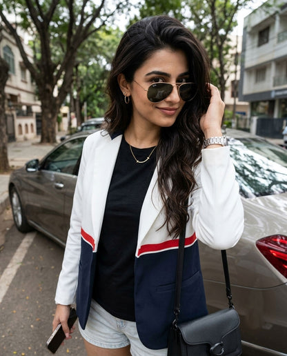 Color Block Edit : Stylish Blend Cotton Women's Jacket