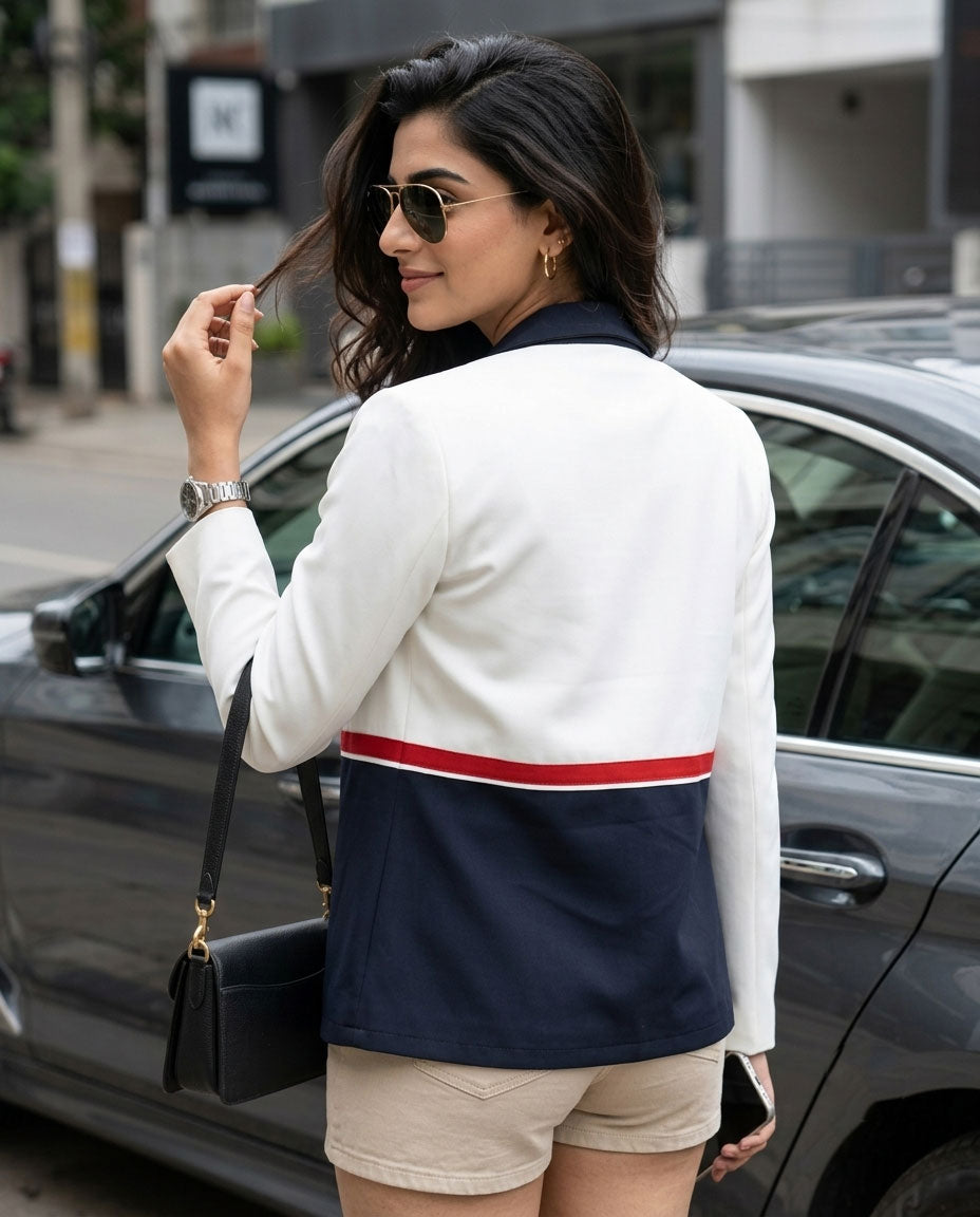 Color Block Edit : Stylish Blend Cotton Women's Jacket