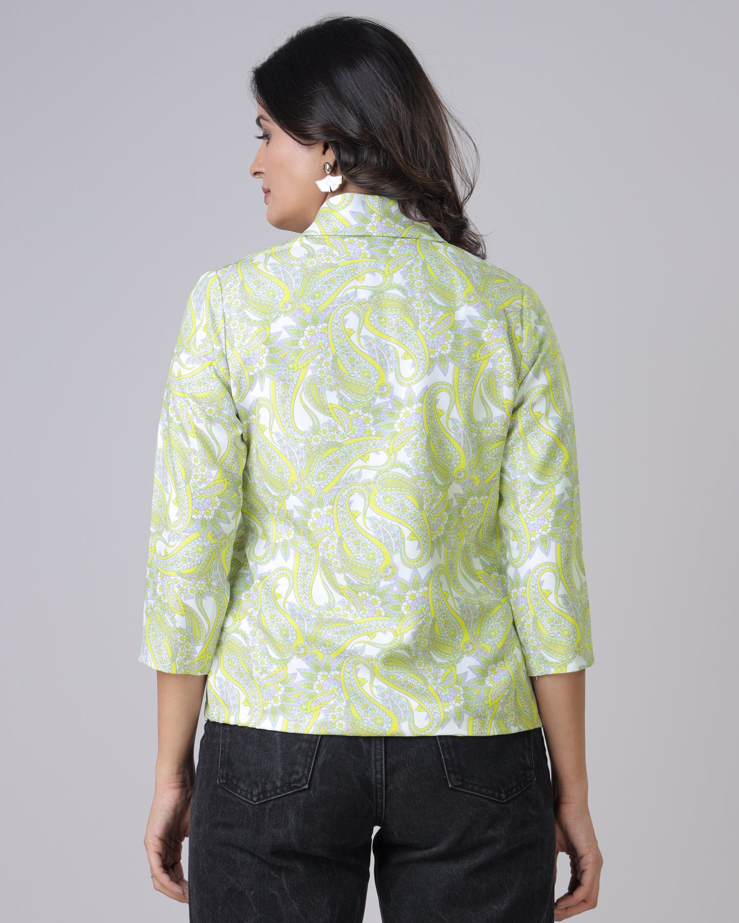 Vintage Paisley Notched Collar Women's Jacket