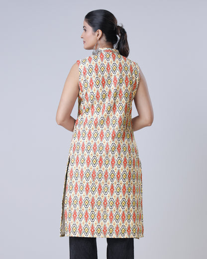 Ethnic Sleevess Long Jacket For Women