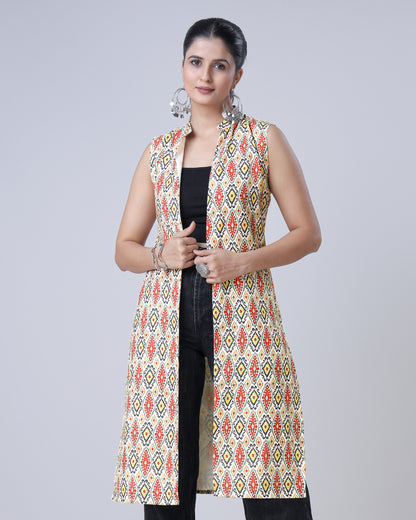 Ethnic Sleevess Long Jacket For Women