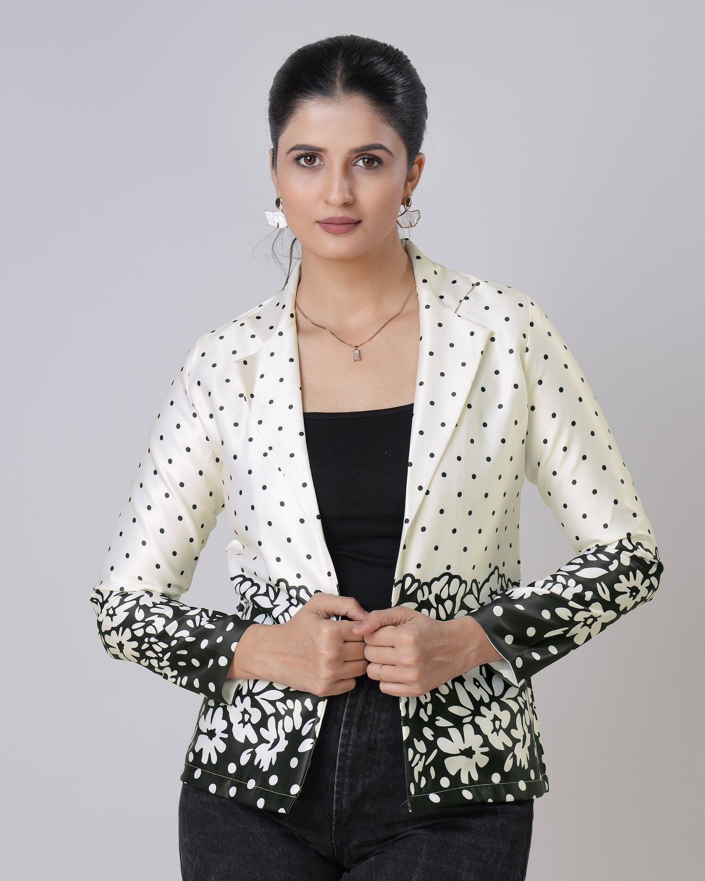 Bold And Beautiful: Black And White Polka Dot Women's Jacket