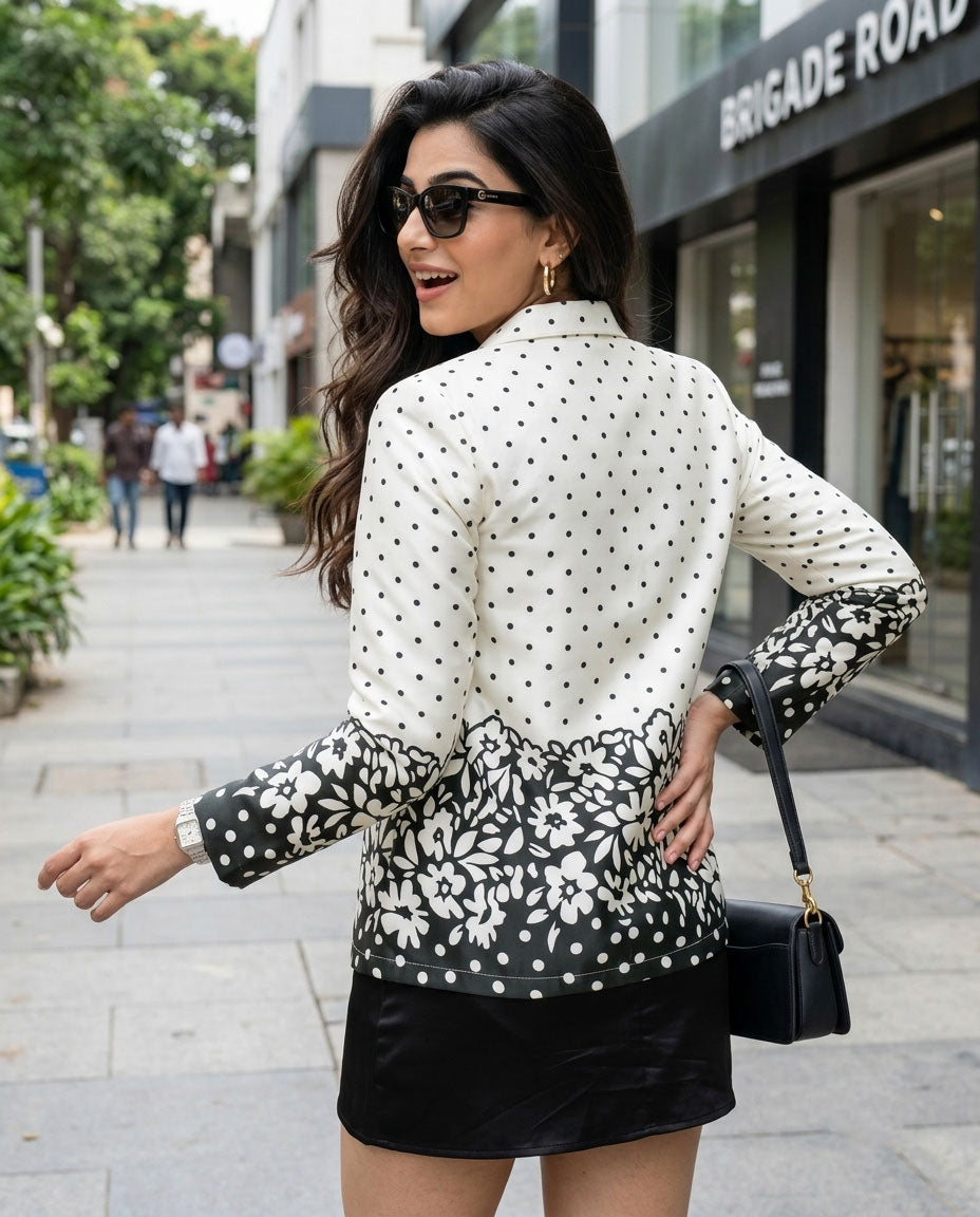 Bold And Beautiful: Black And White Polka Dot Women's Jacket