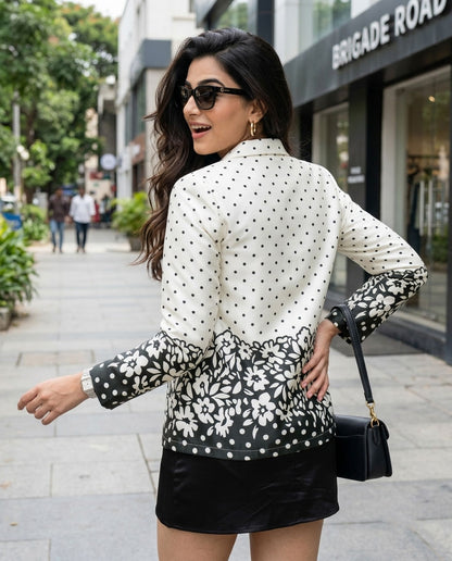 Bold And Beautiful: Black And White Polka Dot Women's Jacket