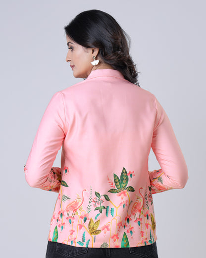 Vintage Pink Floral Jacket For Women